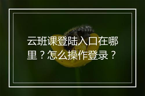 云班课登陆入口在哪里？怎么操作登录？