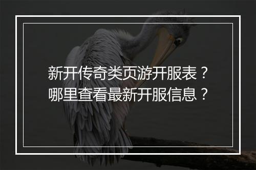 新开传奇类页游开服表？哪里查看最新开服信息？