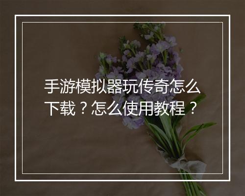 手游模拟器玩传奇怎么下载？怎么使用教程？