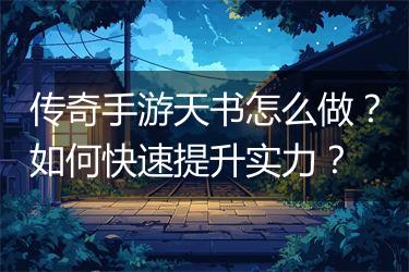 传奇手游天书怎么做？如何快速提升实力？