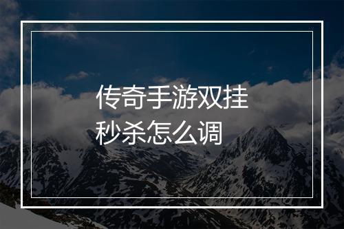 传奇手游双挂秒杀怎么调