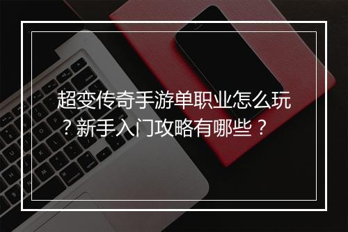 超变传奇手游单职业怎么玩？新手入门攻略有哪些？