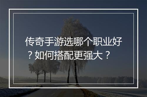 传奇手游选哪个职业好？如何搭配更强大？