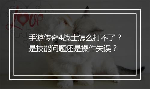 手游传奇4战士怎么打不了？是技能问题还是操作失误？