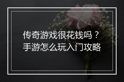 传奇游戏很花钱吗？手游怎么玩入门攻略