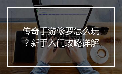 传奇手游修罗怎么玩？新手入门攻略详解