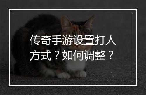 传奇手游设置打人方式？如何调整？