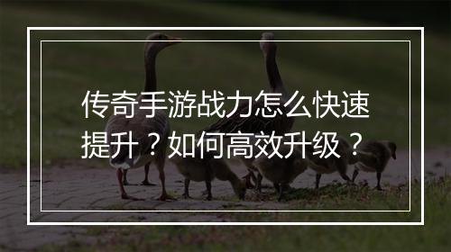传奇手游战力怎么快速提升？如何高效升级？