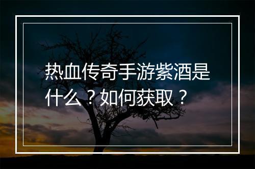 热血传奇手游紫酒是什么？如何获取？