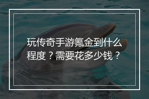 玩传奇手游氪金到什么程度？需要花多少钱？