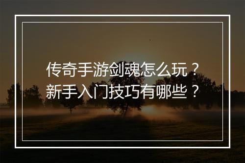 传奇手游剑魂怎么玩？新手入门技巧有哪些？