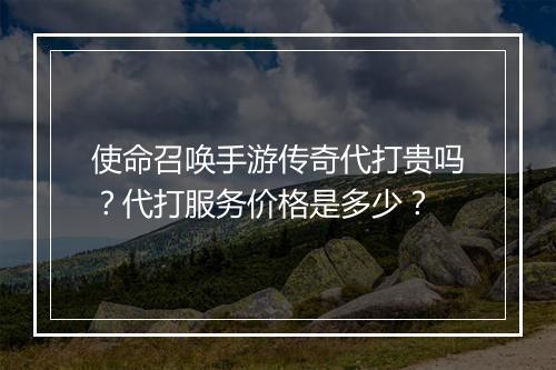 使命召唤手游传奇代打贵吗？代打服务价格是多少？