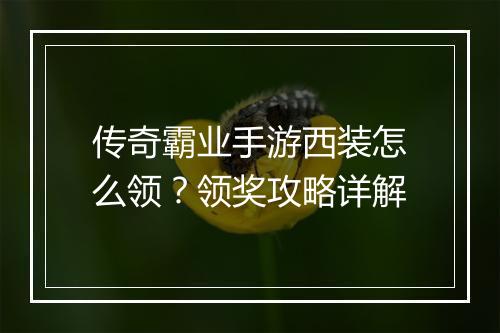 传奇霸业手游西装怎么领？领奖攻略详解