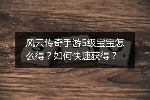 风云传奇手游5级宝宝怎么得？如何快速获得？