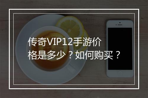 传奇VIP12手游价格是多少？如何购买？