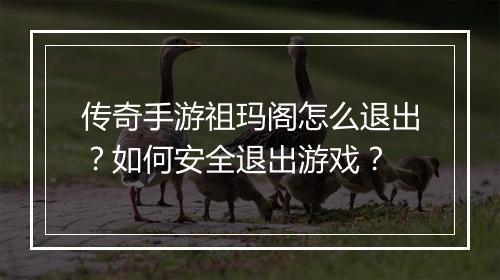 传奇手游祖玛阁怎么退出？如何安全退出游戏？