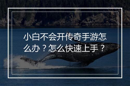 小白不会开传奇手游怎么办？怎么快速上手？