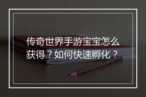 传奇世界手游宝宝怎么获得？如何快速孵化？