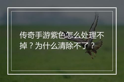 传奇手游紫色怎么处理不掉？为什么清除不了？