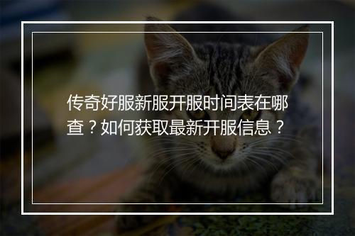 传奇好服新服开服时间表在哪查？如何获取最新开服信息？