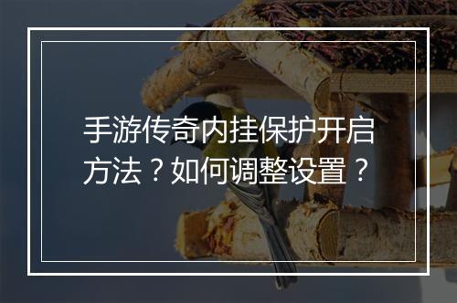 手游传奇内挂保护开启方法？如何调整设置？