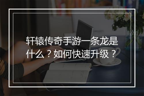 轩辕传奇手游一条龙是什么？如何快速升级？