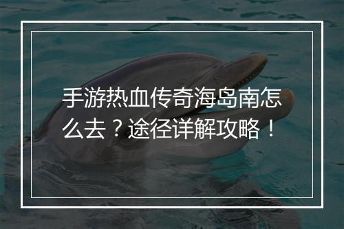 手游热血传奇海岛南怎么去？途径详解攻略！