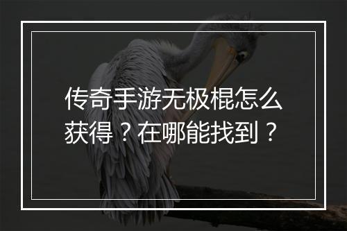 传奇手游无极棍怎么获得？在哪能找到？