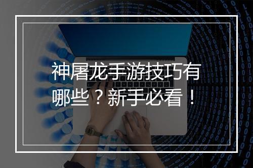 神屠龙手游技巧有哪些？新手必看！