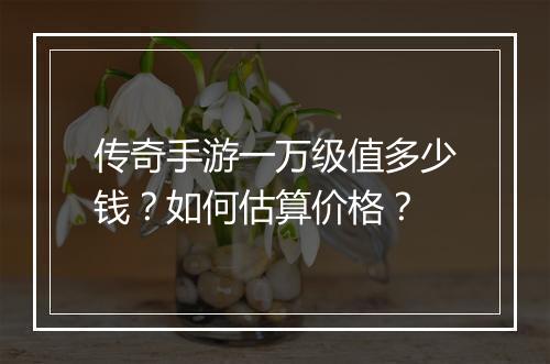 传奇手游一万级值多少钱？如何估算价格？