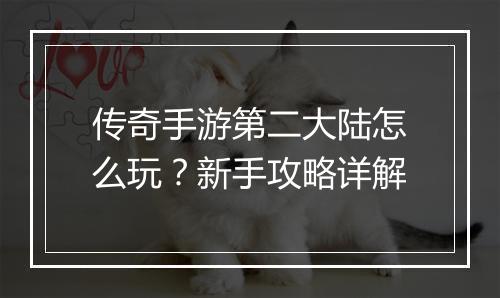 传奇手游第二大陆怎么玩？新手攻略详解