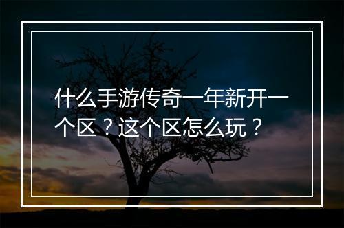 什么手游传奇一年新开一个区？这个区怎么玩？