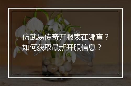 仿武易传奇开服表在哪查？如何获取最新开服信息？