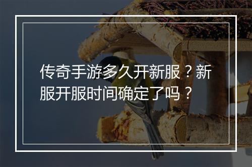 传奇手游多久开新服？新服开服时间确定了吗？