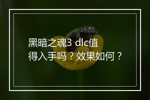 黑暗之魂3 dlc值得入手吗？效果如何？