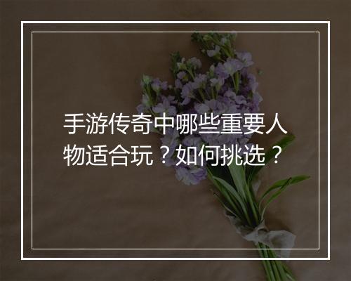 手游传奇中哪些重要人物适合玩？如何挑选？