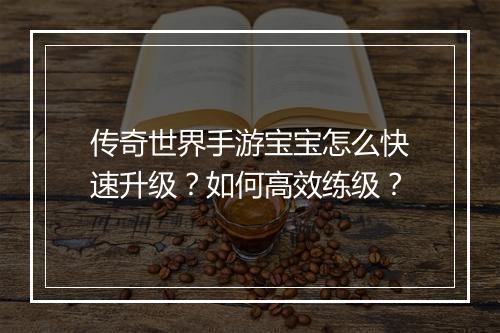 传奇世界手游宝宝怎么快速升级？如何高效练级？