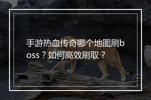 手游热血传奇哪个地图刷boss？如何高效刷取？
