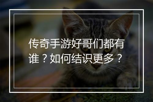 传奇手游好哥们都有谁？如何结识更多？