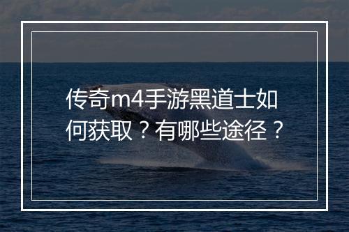传奇m4手游黑道士如何获取？有哪些途径？