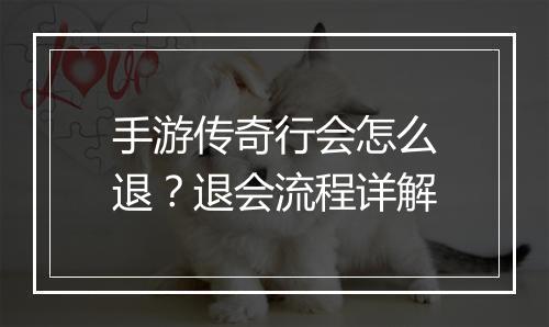 手游传奇行会怎么退？退会流程详解