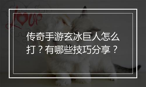 传奇手游玄冰巨人怎么打？有哪些技巧分享？