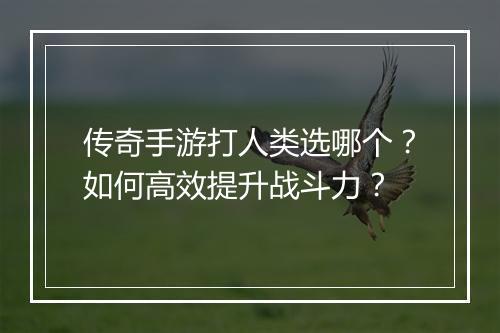 传奇手游打人类选哪个？如何高效提升战斗力？