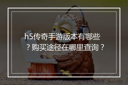 h5传奇手游版本有哪些？购买途径在哪里查询？