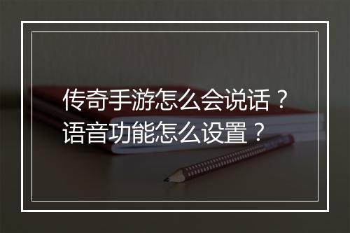 传奇手游怎么会说话？语音功能怎么设置？