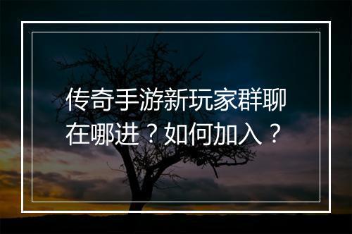 传奇手游新玩家群聊在哪进？如何加入？