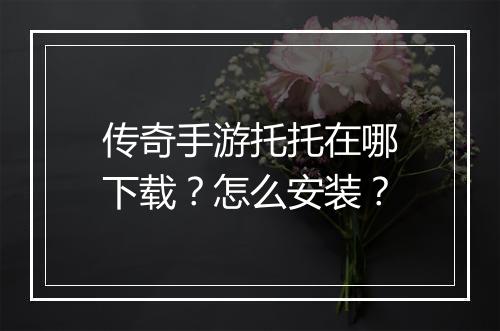 传奇手游托托在哪下载？怎么安装？
