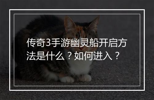 传奇3手游幽灵船开启方法是什么？如何进入？