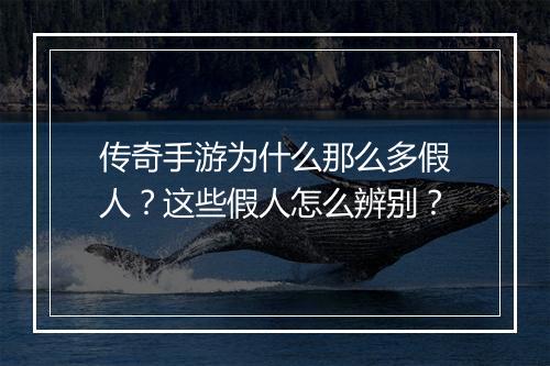 传奇手游为什么那么多假人？这些假人怎么辨别？