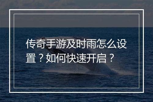 传奇手游及时雨怎么设置？如何快速开启？